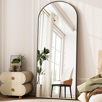 Modern Arched Full-Length Mirror, 30"x71" Arched Floor Mirror with Stand, Wall-Mounted Mirror for Bathroom, Dressing Room - Hanging or Leaning - Full Body Mirrors for Bedroom,Sliver