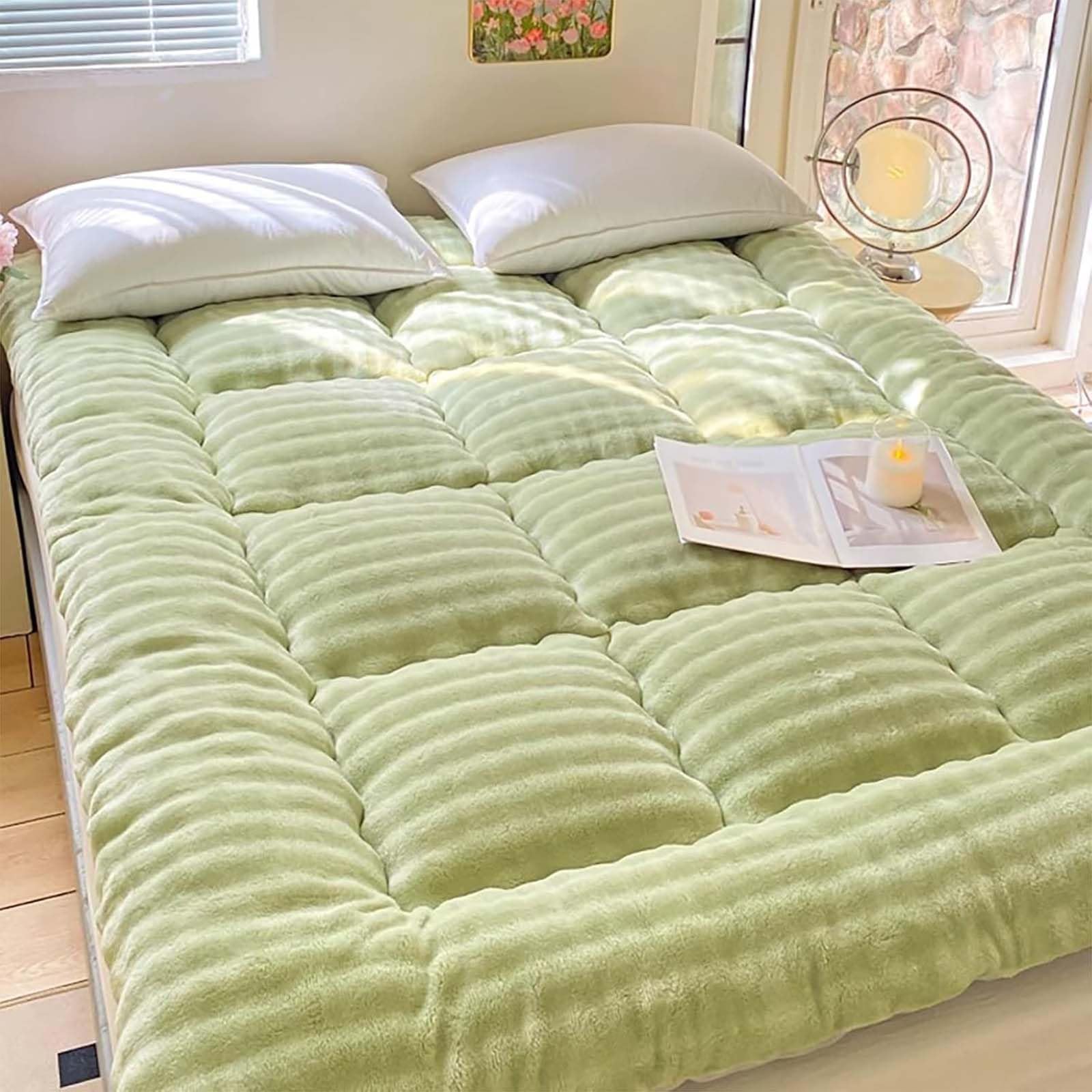 Japanese Futon Mattress, Foldable Mat Portable Dormitory Sleeping Pad, Thickened floor-standing roll-up, Suitable for camping, floor, single/double bed,001,180 * 200 * 10cm
