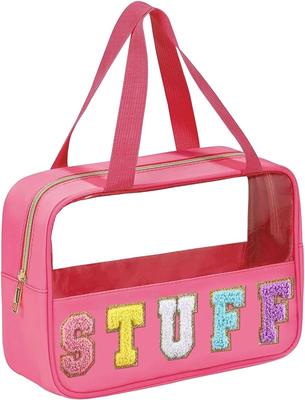 Necessaire de maquiagem transparente BuyCard com alça, cor Rose Red