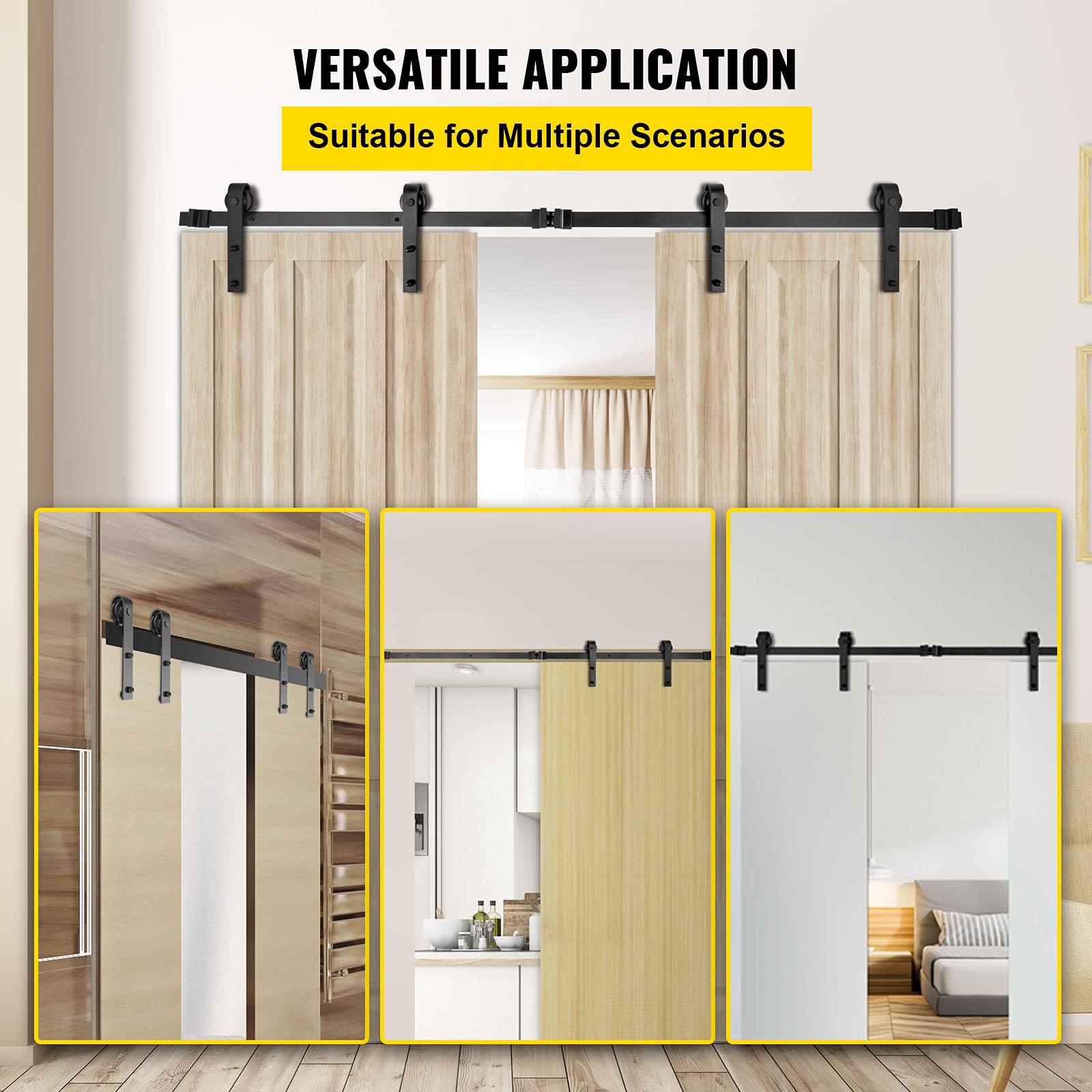Buy VEVOR Sliding Barn Door Hardware Kit, 18FT Barn Door Kit, 330LBS