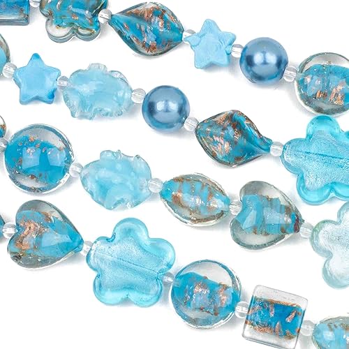 Cherry Blossom Beads Cuentas mezcladas de cristal de Lampwork hechas a mano, 4 hebras surtidas de 8 pulgadas