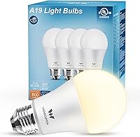 Vista 1 de Foco LED A19, bombillas E26 de 9 W (equivalente a 60 vatios/80 vatios), blanco suave de 3500 K, no regulable, base estándar de 800 lm