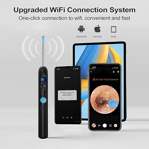 Miniatura 4 de Eliminación de cera de oídos, limpiador de oídos con cámara con 1080P, herramienta de eliminación de cera de oídos con 6 luces LED, kit de