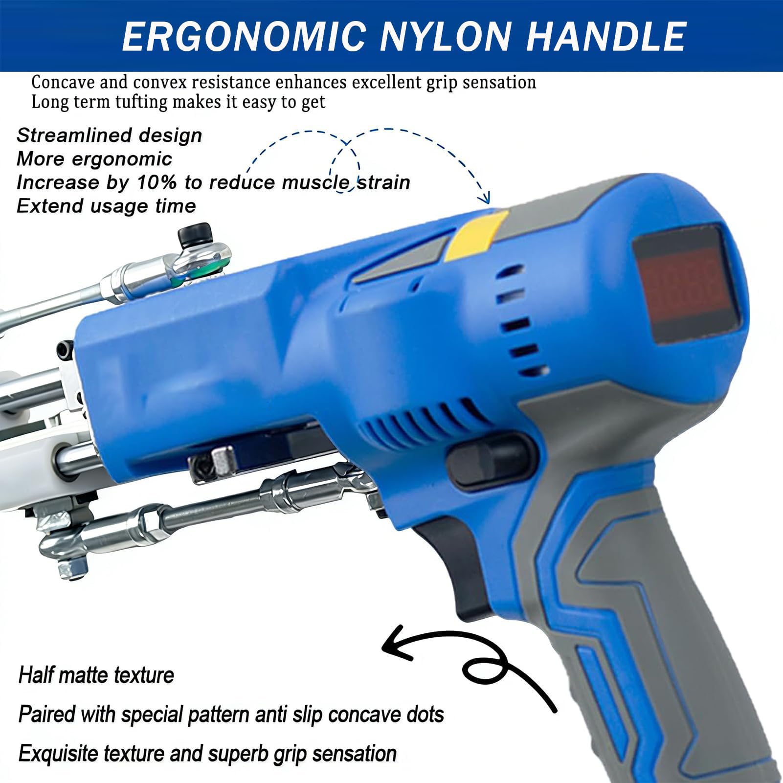 Pistola Elettrica per Trapuntatura di Tappeti 2 in 1, Pistola for Tufting di Tappeti, Macchina for Tufting, Strumenti Fai da Te, velocità del Display Digitale, Motore Senza Spazzole