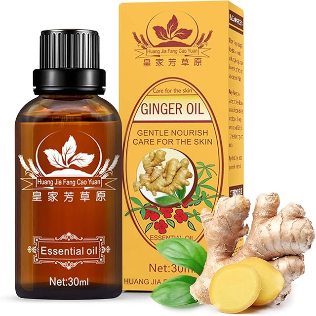 Ginger Massage Oil, 100% Pure Natural Ginger Essential Oil for SPA Massage, Body Relaxation and Lymphatic Drainage (1 Pack)