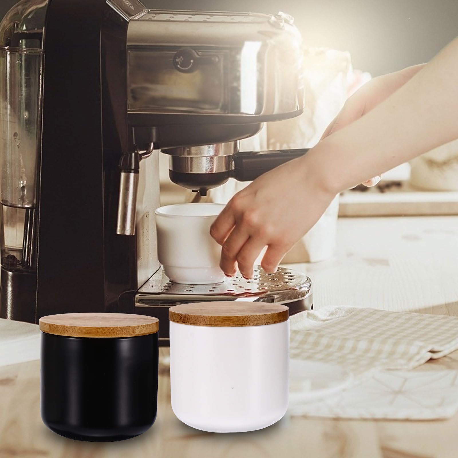 Uonlytech Barattoli Ermetici Contenitori Leggeri e Portatili in Ceramica 2 Pezzi Design Decorativo per Foglie di Tè e Alimenti Secchi per Cucina e Dispensa