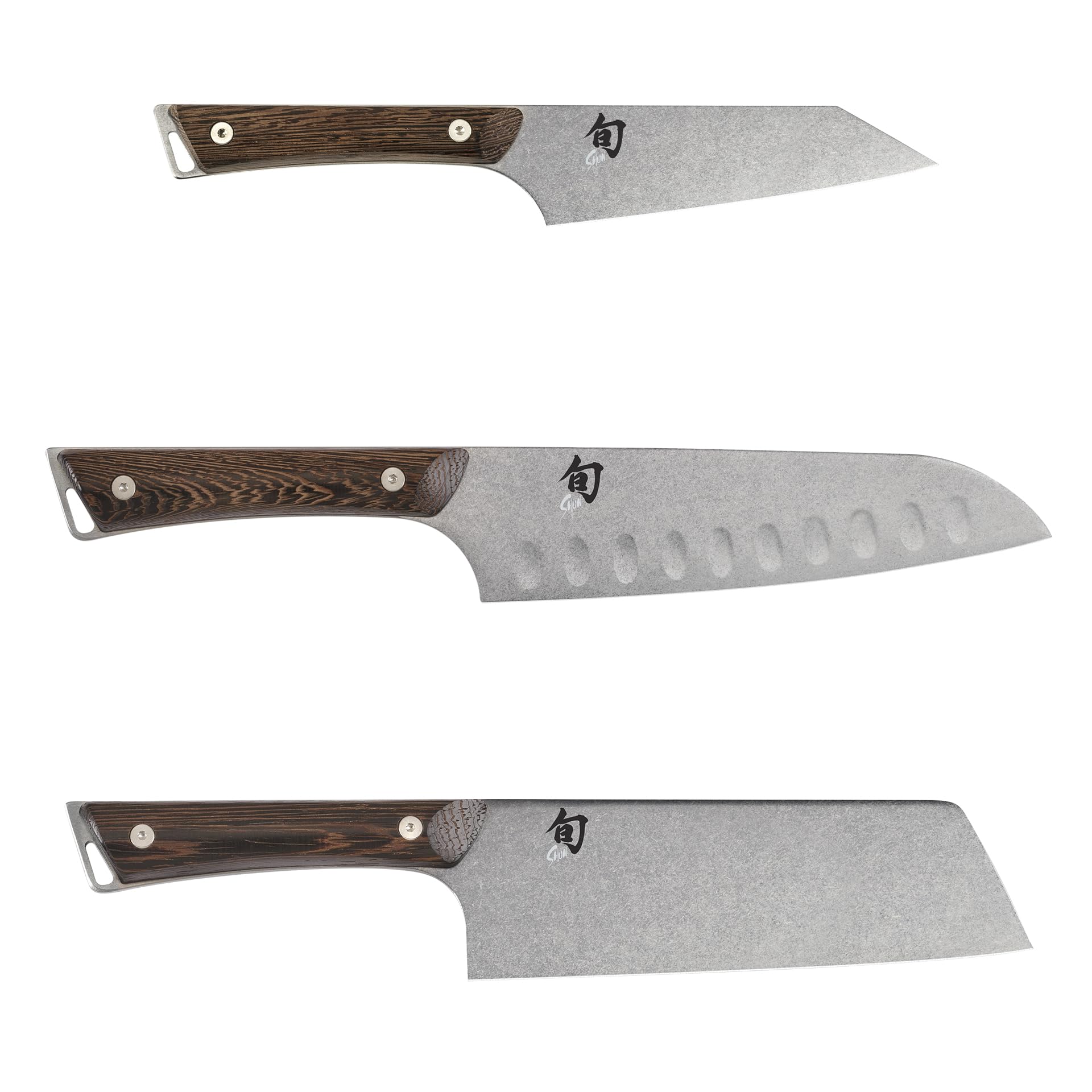 Shun Kanso 3 Piece Asian Flat Set Includes 7 Hollow Ground Santoku 7 Asian Utility 5 Boning Knives