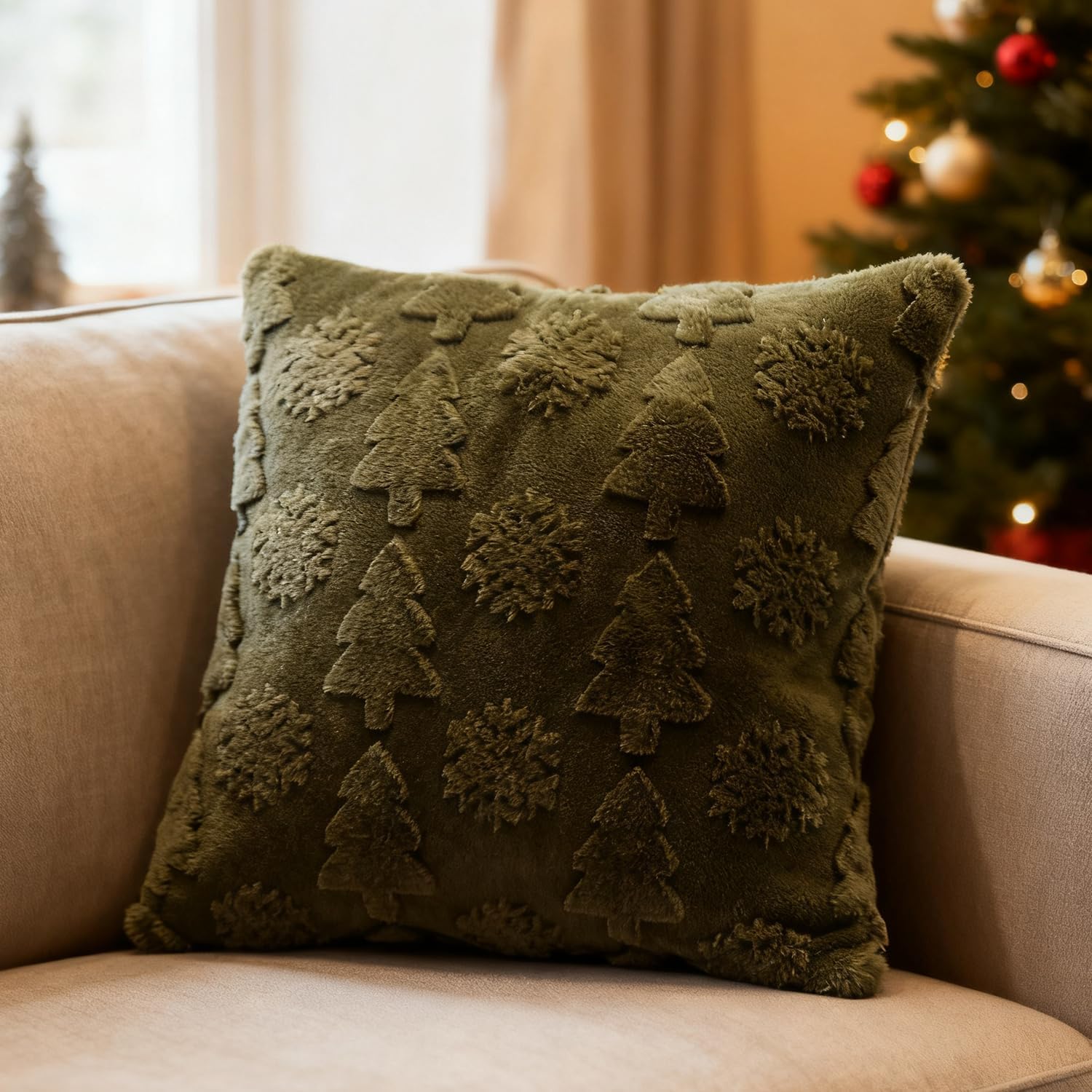 Mrcrypos Couch Pillow Covers for Living Room 45X45Cm Soft Throw Pillow Cases 18X18 Fall Pillowcase Bedroom Sofa Couch Cushion Cover (Only Covers) Green 2PCS