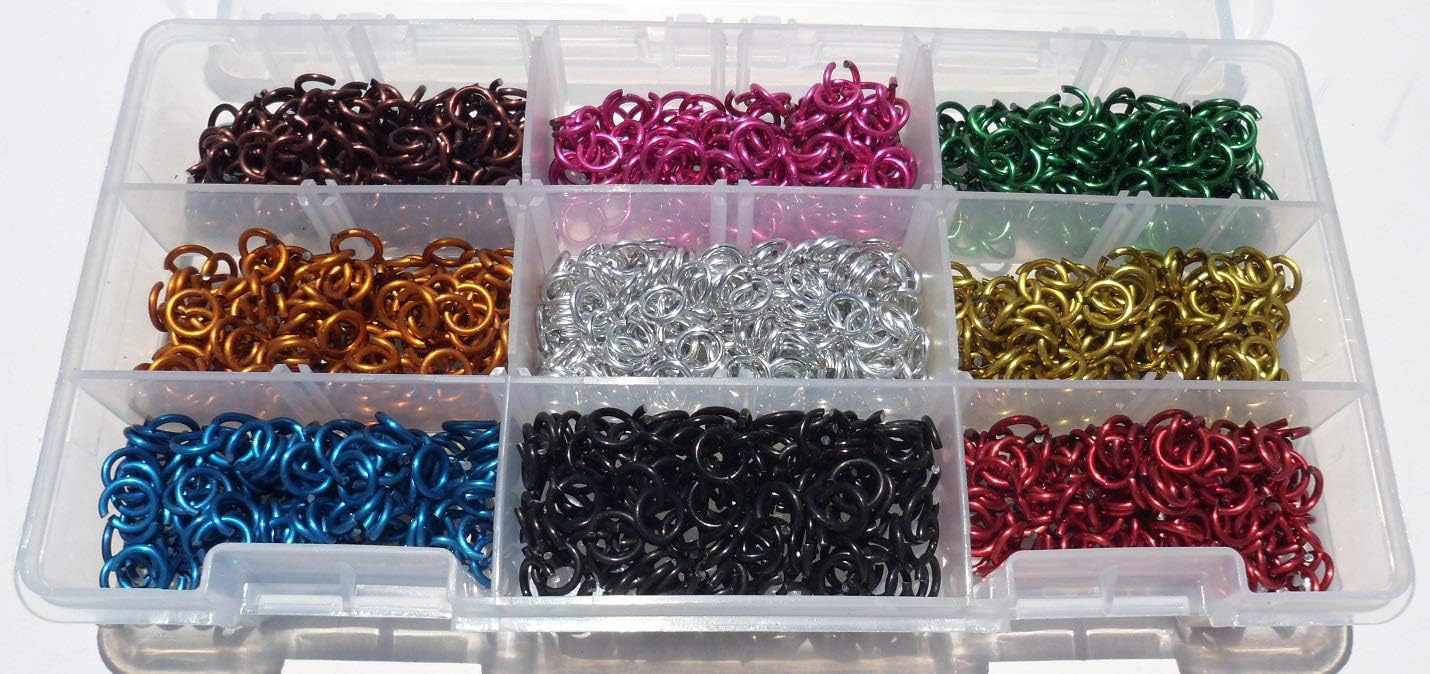 Jeweler Starter Kit Anodized Aluminum Jump Rings, 1/4 Inch ID (16 Gauge)