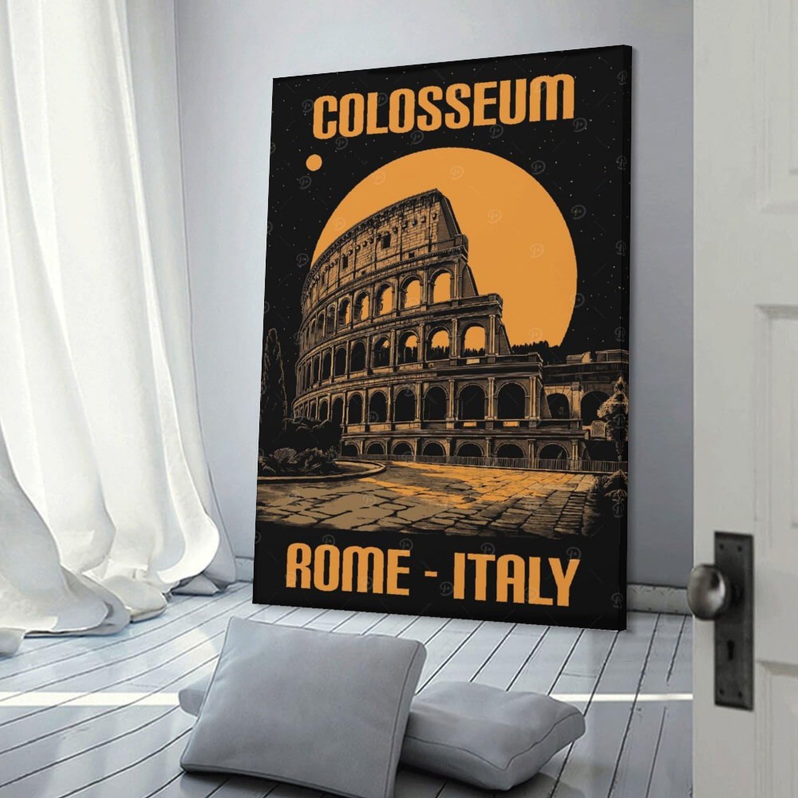 Junmoney Colosseum Rome Italy Vintage Poster Canvas Wall Art, 20x30inch(50x75cm), for Wall Displays, Bedrooms Or Room Updates, Ideal for Building A Coordinated Art Wall