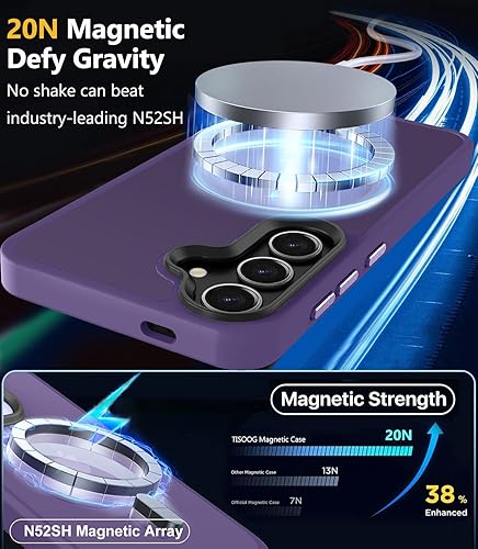 Miniatura 3 de TISOOG Funda magnética fuerte para Samsung Galaxy S24, color morado oscuro