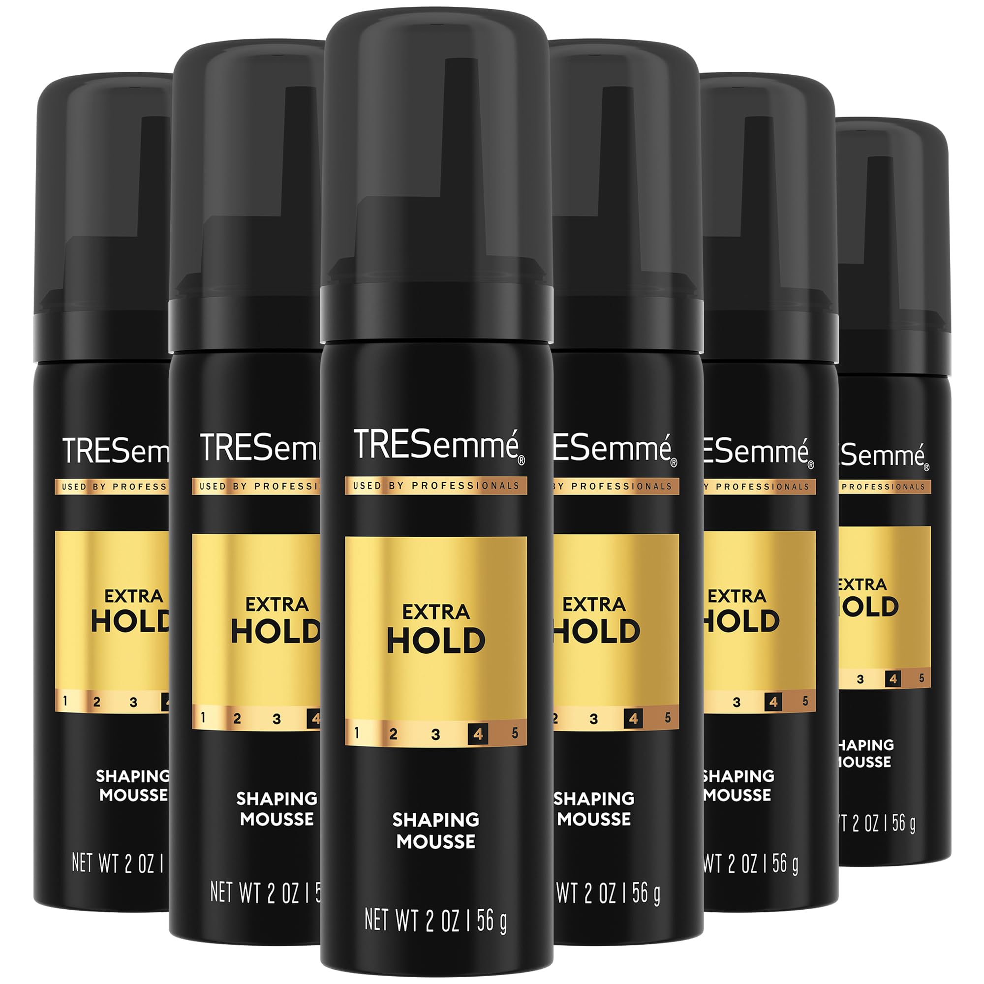 TRESemmé Shaping Mousse, Travel-Size, Extra Hold 6-Pack – Moisturizing Hair Mousse for Sculpting, 24H Frizz Control, 2 Oz Ea