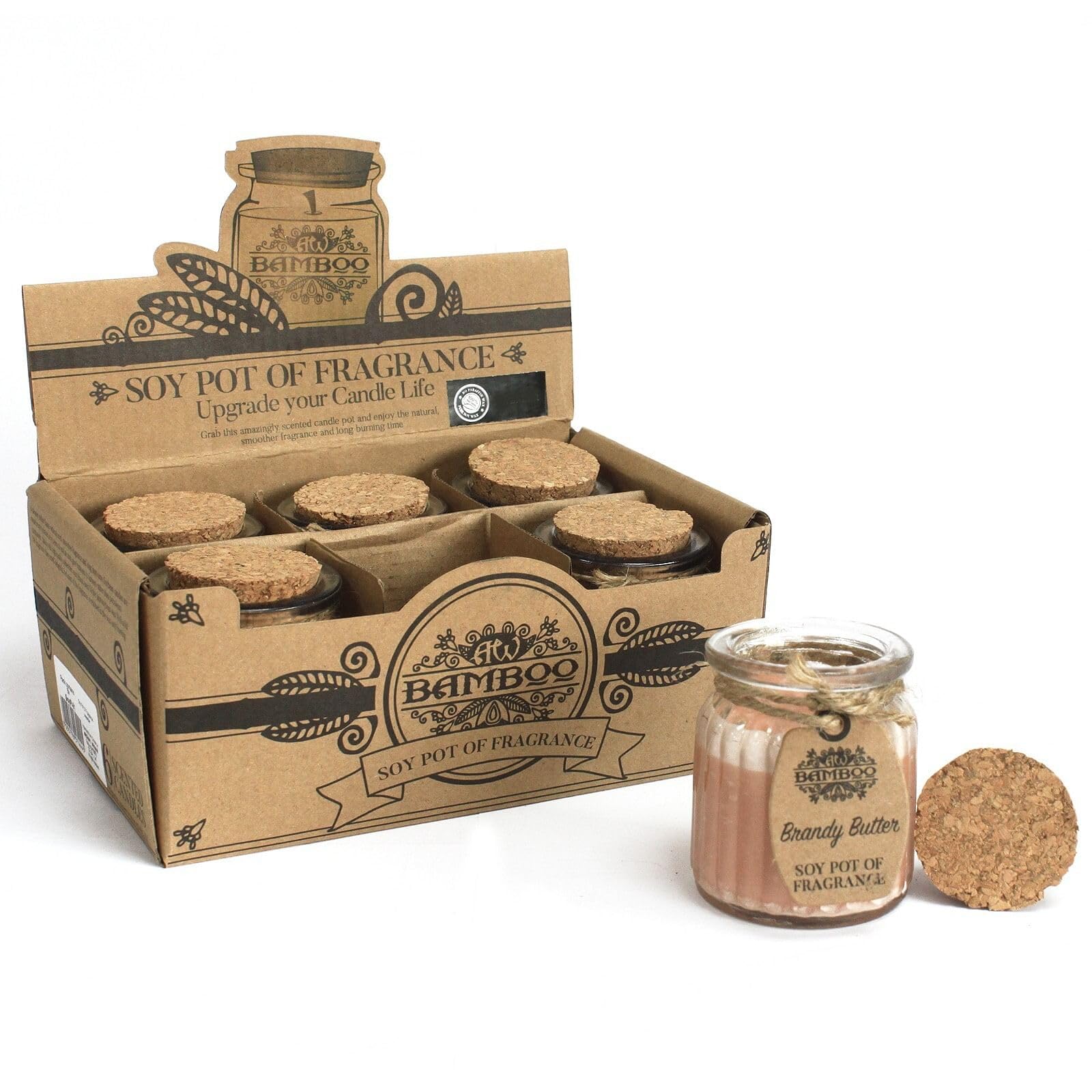 Bamboo Soy Pot Of Fragrance Glass Jar Candle - Brandy Butter