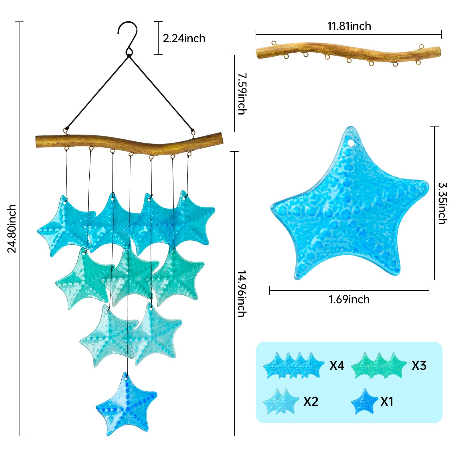 吊るし飾り シーグラス 風鈴 マクラメ Amazon.co.jp: ブルーヒトデ シーグラス 風鈴 - メモリアル&シンパシー