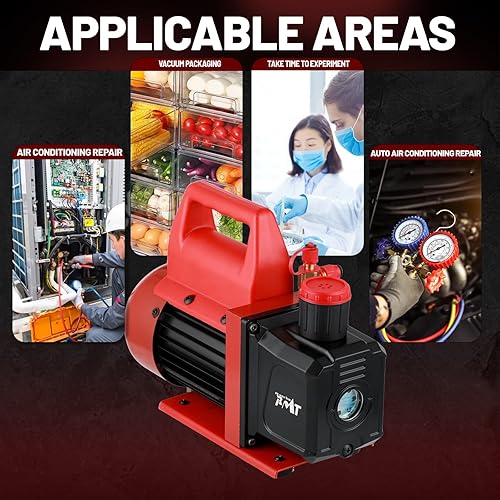 Miniatura 5 de PB Motor Tech - Bomba de vacío de una sola etapa de 4.5CFM 13HP, bomba de vacío de paletas rotativas de 110 V60 Hz para sistemas HVAC, mantenimiento