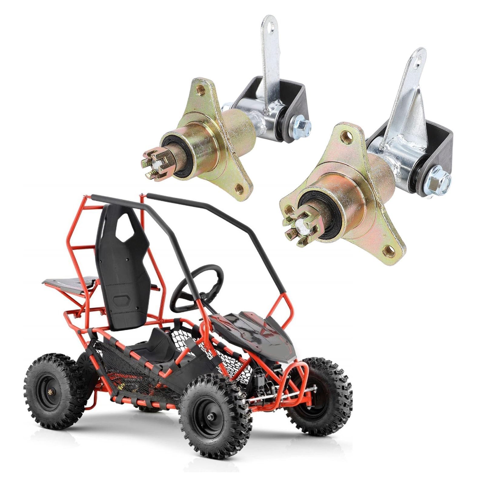 Eje de dirección delantera SustVita Go Kart, 1 par con 3 bujes de perno, nudillos de dirección ATV de montaje de 78mm para rueda de 6 pulgadas, Quad Bike