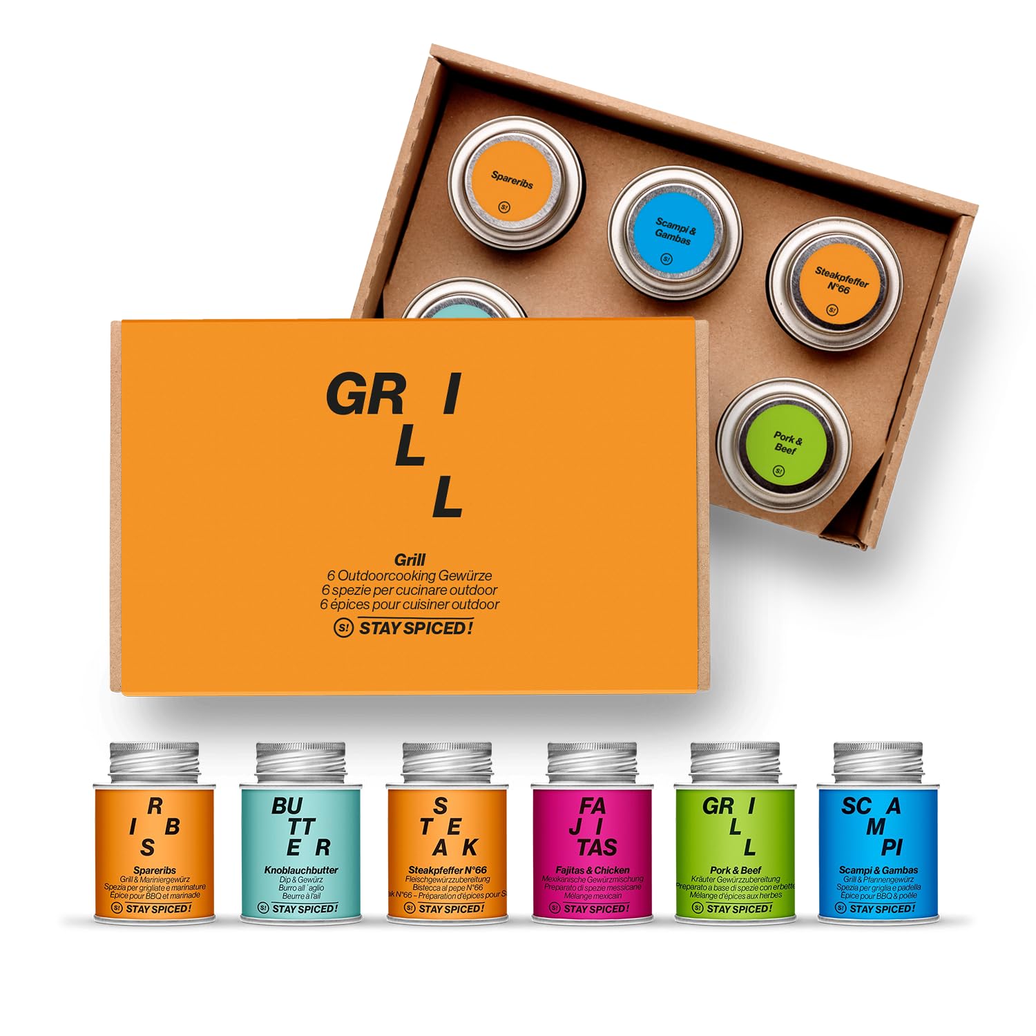 STAY SPICED! Grill | Premium Geschenkbox mit 6 Gewürzen