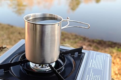 Miniatura 8 de Canteen - Botella de agua de acero inoxidable con taza de campamento anidada y tapa para bolsa de insectos, equipo de bushcraft, cantina de metal