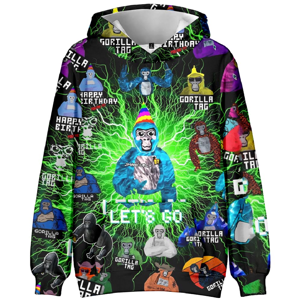 CLJKU Kids Gorilla Tag Character Group Hoodie Boys Gorilla Tag 3D Figure Printed Sweatshirt for Fans Gift (G,13-14years)