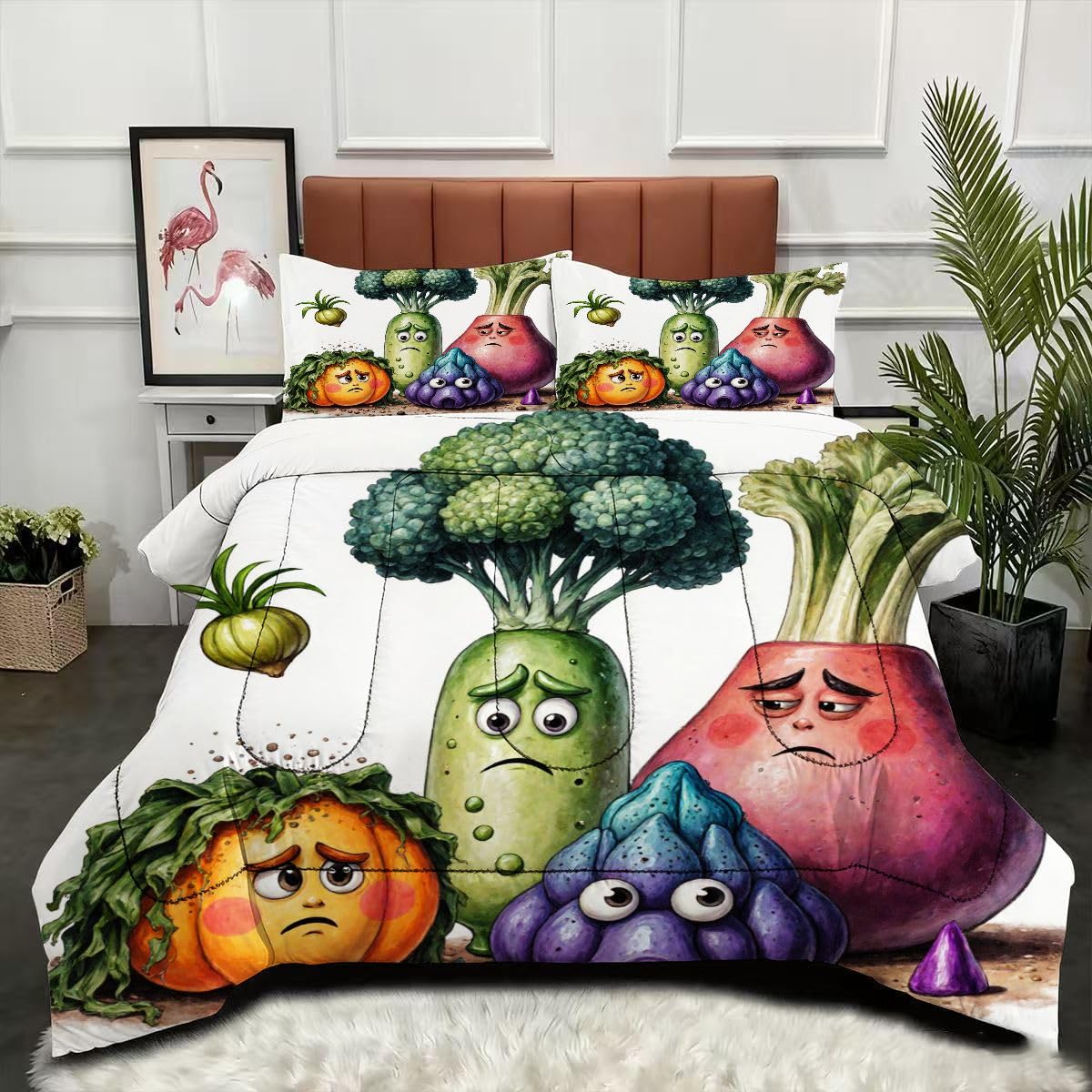 Couette 3D légumes animés pour réveiller la décoration de votre grand lit