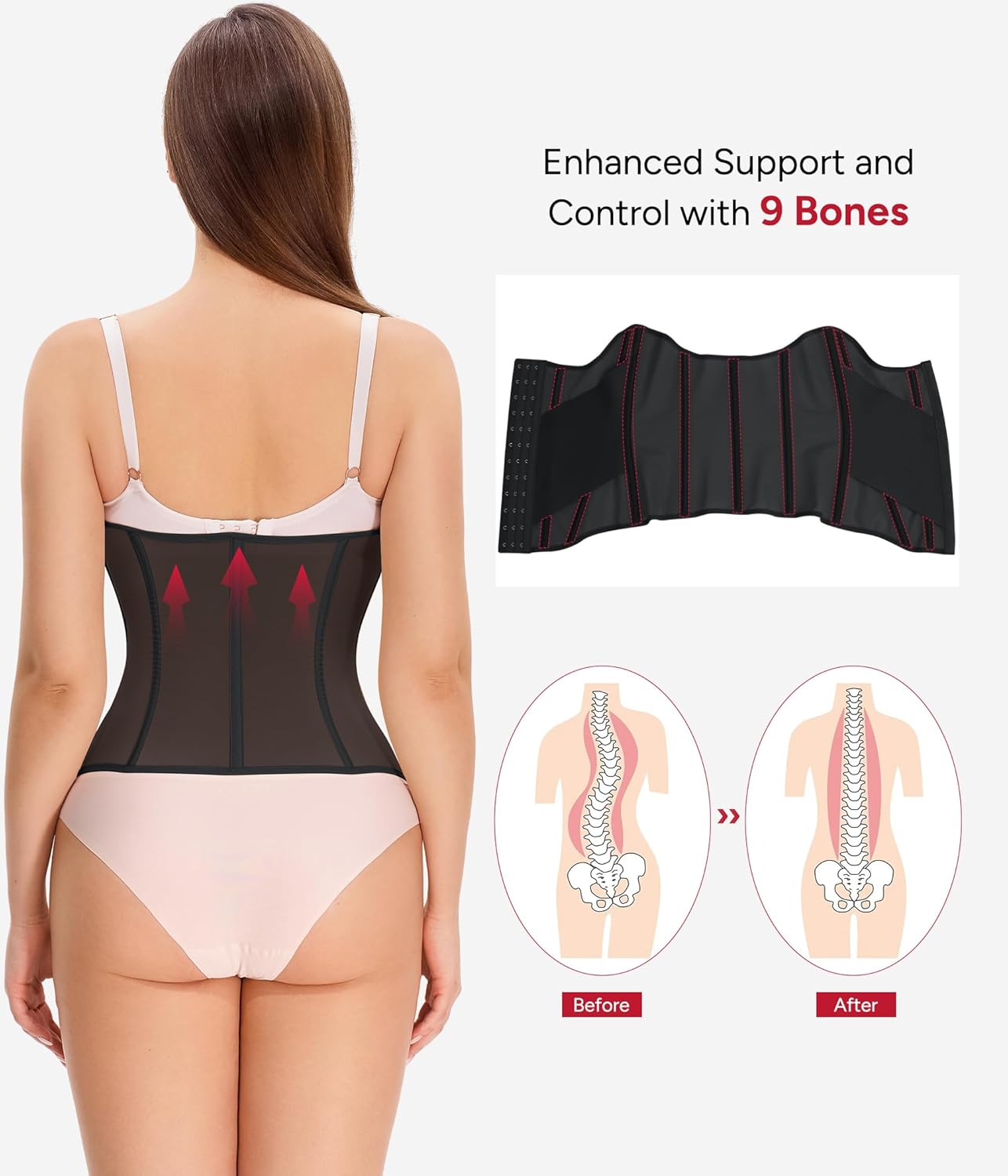 Nebility Waist Trainer for Women Corset Shapewear - Mesh Faja Body Shaper Waist Cincher Tummy Control Girdle Daily Wear - Image 3