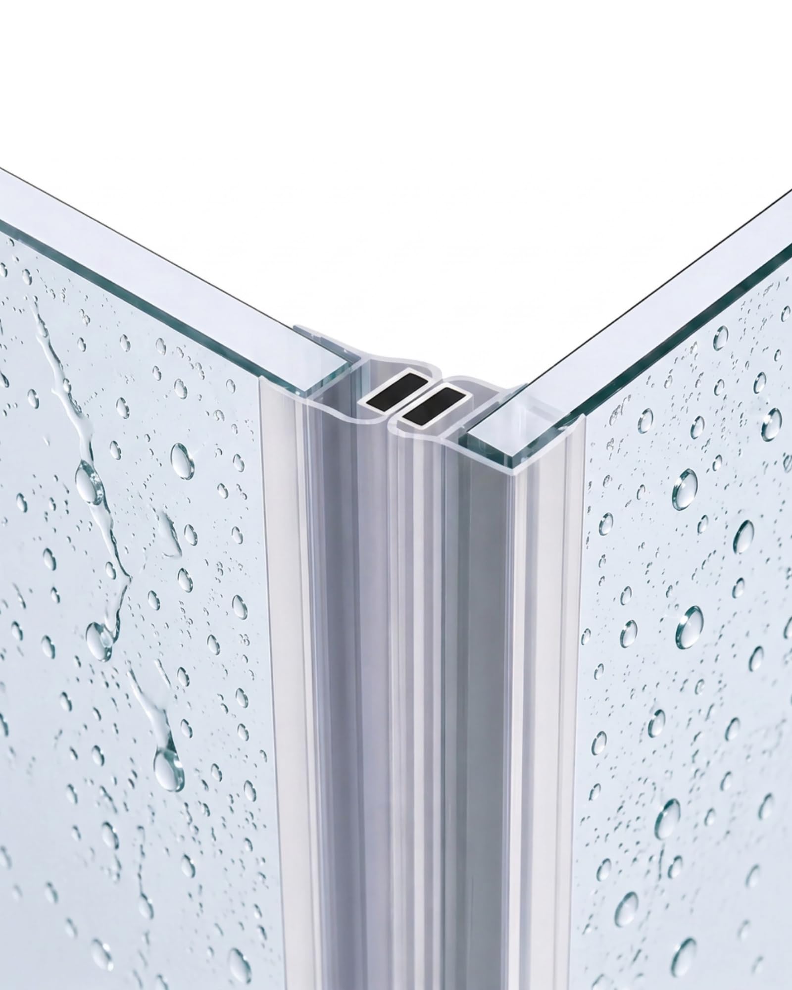 Gedotec Magnetic Shower Lip Seal - 1 Pair Magnetic Seal 90Β° Corner Entry - PVC Length 2 m - Glass 6-8 mm - Shower enclosures
