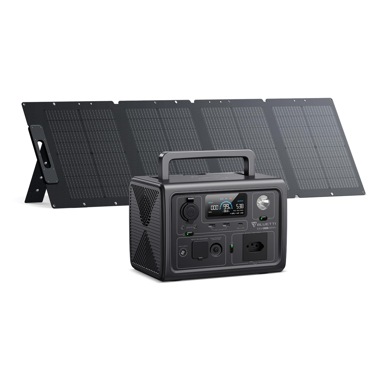 BLUETTI EB3A Gerador Solar com 120W Painel Solar, Estação de
