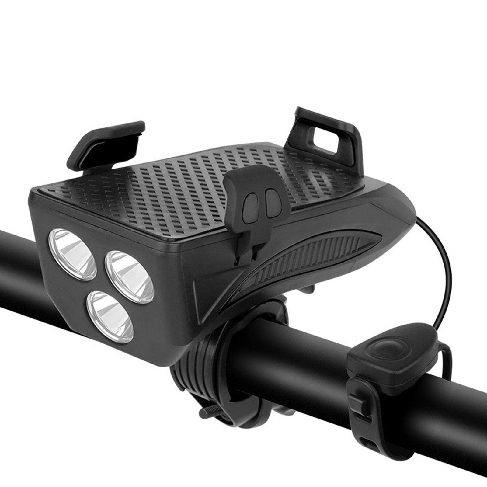 Soporte Multifunción 4 En 1 Para Bicicleta - Luz Frontal, Power Bank, Soporte Para Móvil Y Soporte De Manillar