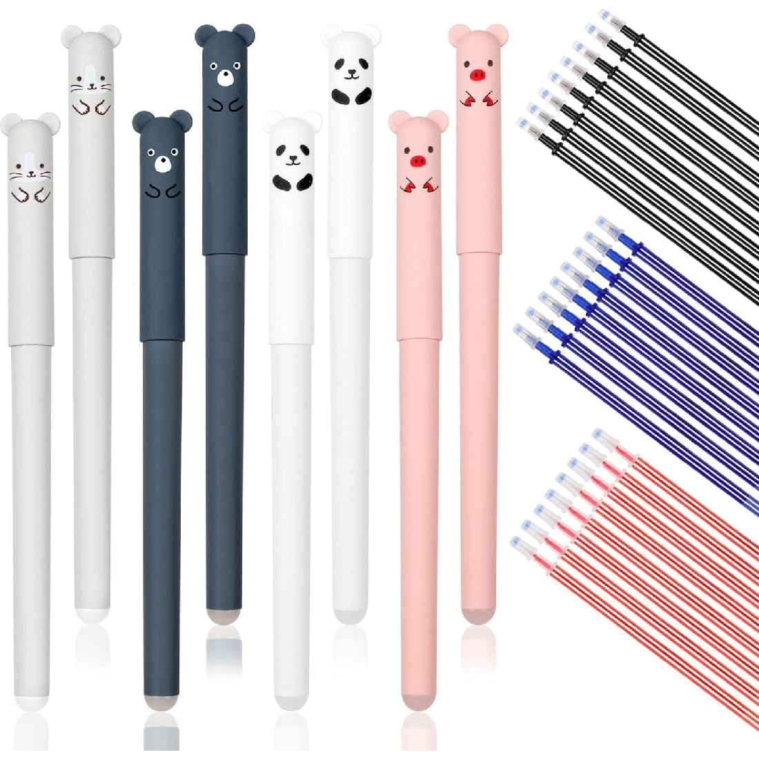 FKWKUW 8 Piezas Borrables Bolígrafo De Gel Ink Rollerball Pen Bolígrafos De Tinta Líquida Erasable Pen Rollerball Boligrafos Punta Fina 0.35Mm 24 Recambios Para Oficina Escuela Papelería Estudi