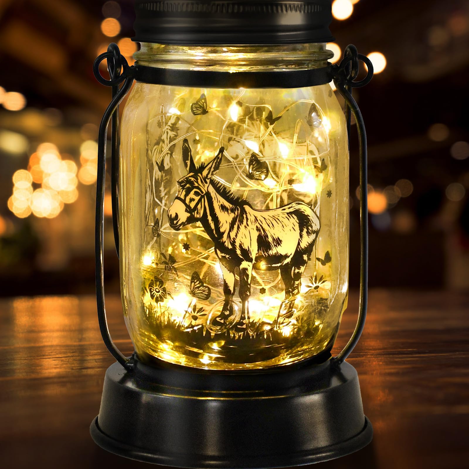 kyoryuger Donkey Gifts for Women/Men Donkey Solar Lanterns Mom Birthday Burro Animal Lovers Lantern Animal Memorial Lights Solar Garden Decoration for Yard, Patio,Backyard,Porch Torches, Home Decor