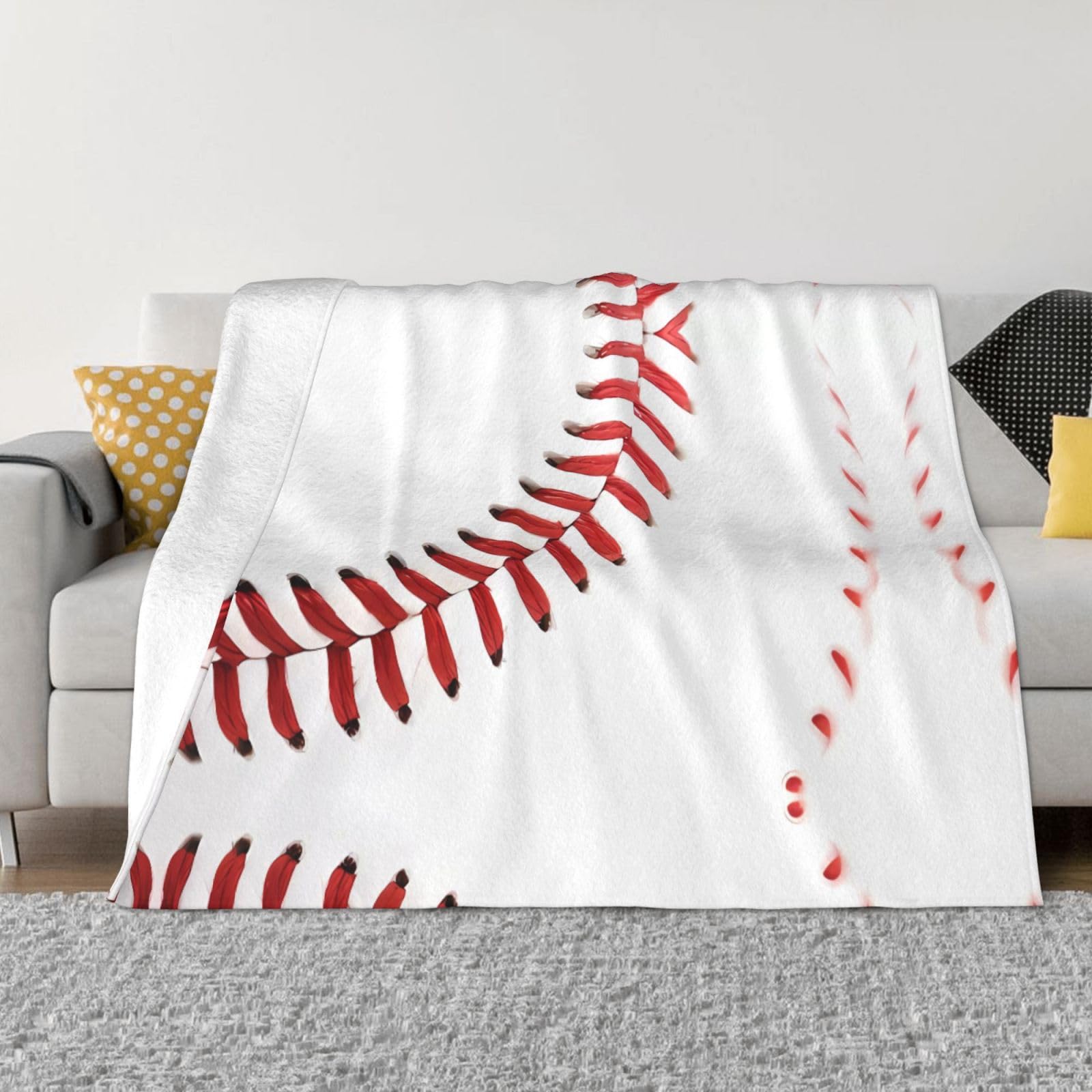Couverture flanelle baseball chaude contre le froid plaid léger hypoallergénique lit 127x101