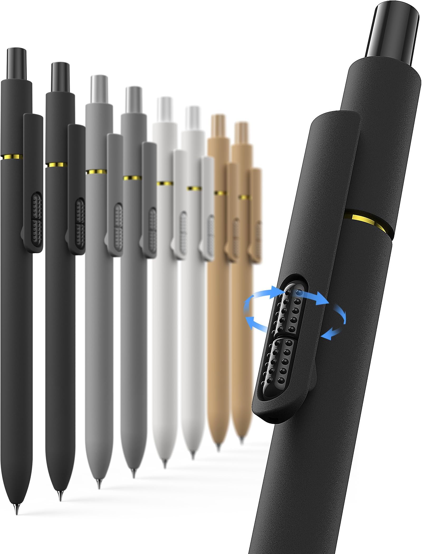 Hiacry Gel Pens - 8 Pack Gel Pens - 0.7mm Medium Point for Smooth Writing, Quick Dry, Durable Black Ink, Office and School Supplies for Men Women Students
