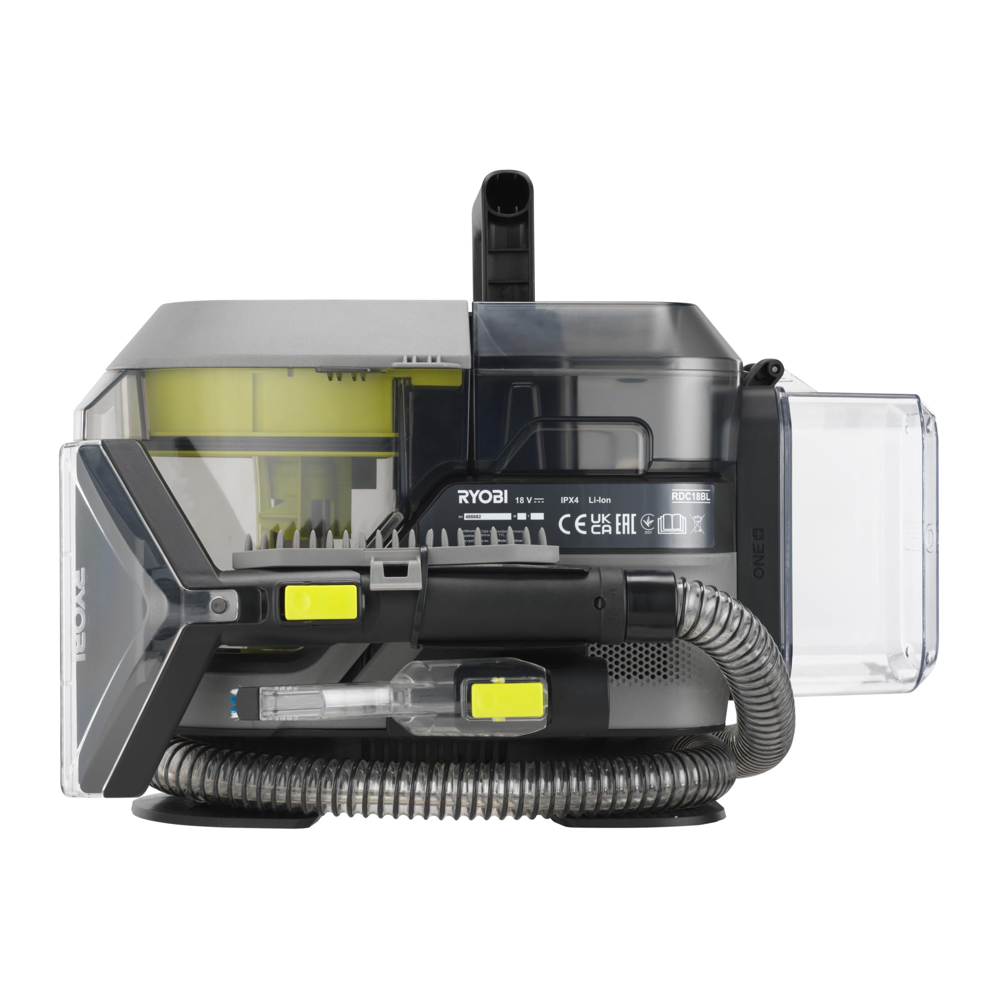 RYOBI 18 V ONE+ Akku-Textilreiniger Pro RDC18BL-0, kraftvolle Fleckenentfernung, 2in1-Waschbürste, Dual-Tank, Haushalt & Auto, ohne Akku und Ladegerät