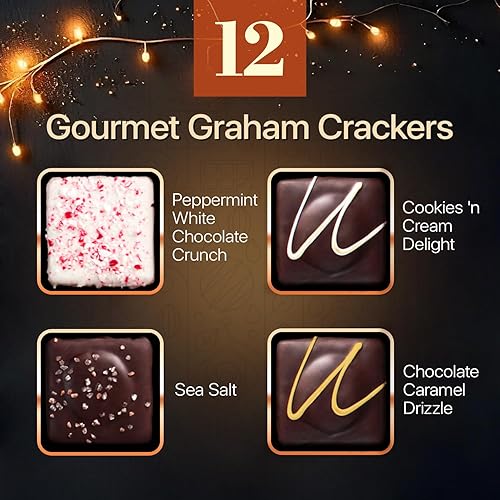 Miniatura 16 de Cesta de regalo de Navidad de galletas gourmet, 12 galletas prémium con chocolate con leche y sabores surtidos, ideal para regalos de Navidad