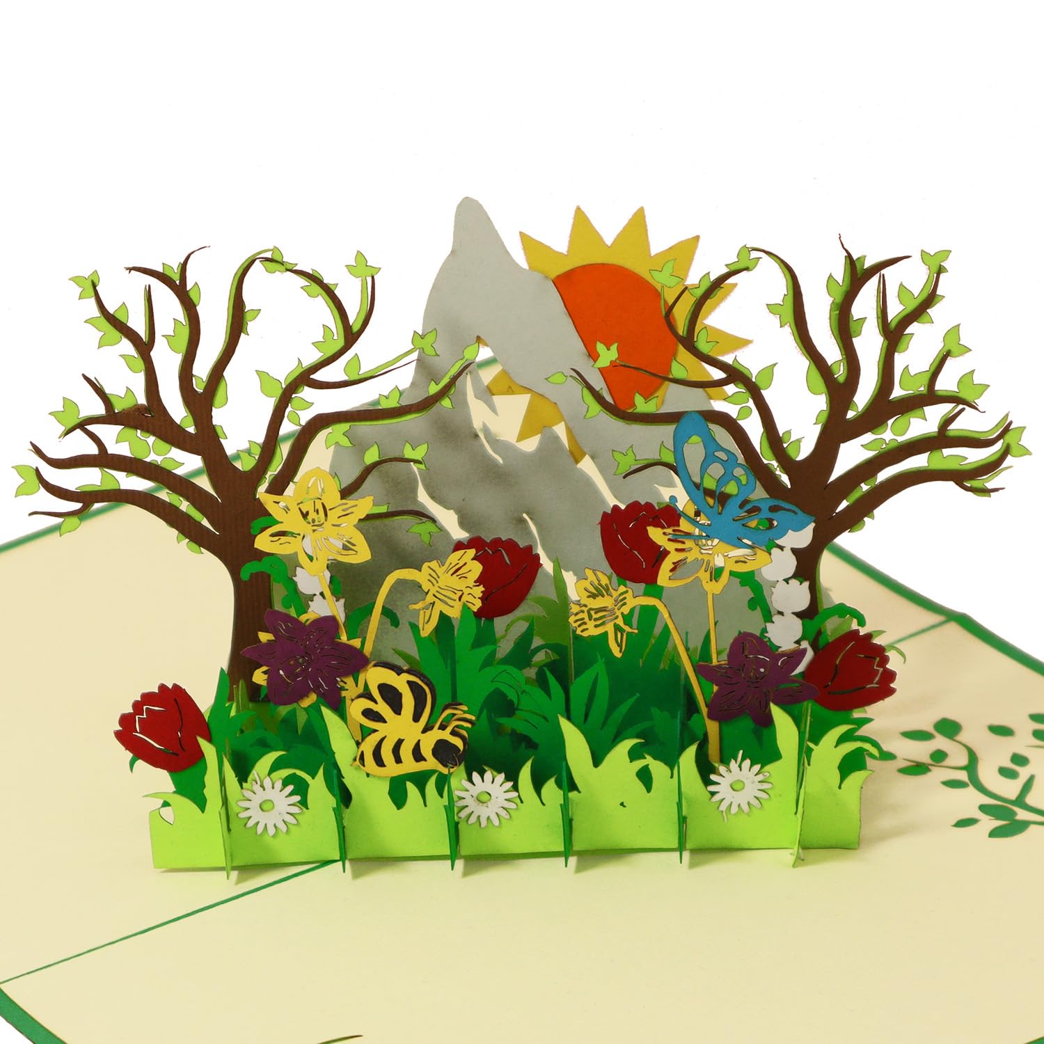LIN Pop Up Karte Blumenwiese - 3D Klappkarte Mit Biene & Schmetterling, 11,5x17 Cm, Für Geburtstag, Muttertag, Danke
