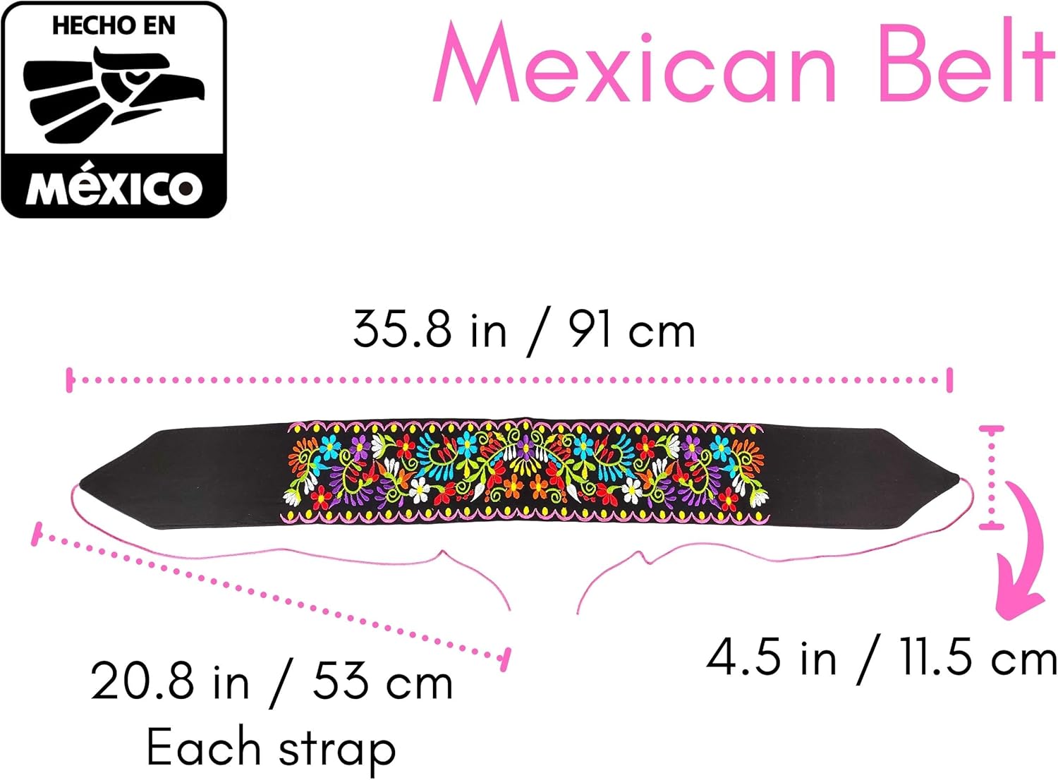 Cuitaxi The Original Embroidered Mexican Belt for Women Adjustable Made of Cotton|Embroidered belts for women|Cinturones de mujer bordados|mexican belt sash|women's belts embroidered - Image 6