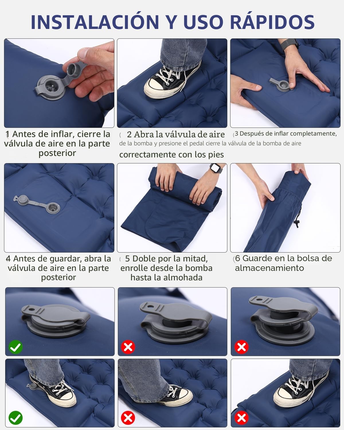 Zawaer Colchoneta De Camping Inflable Ultraligera para Dormir con Almohada, Esterilla Camping,Colchones Campings Autohinchable, Esterilla Dormir, para Exteriores, Senderismo