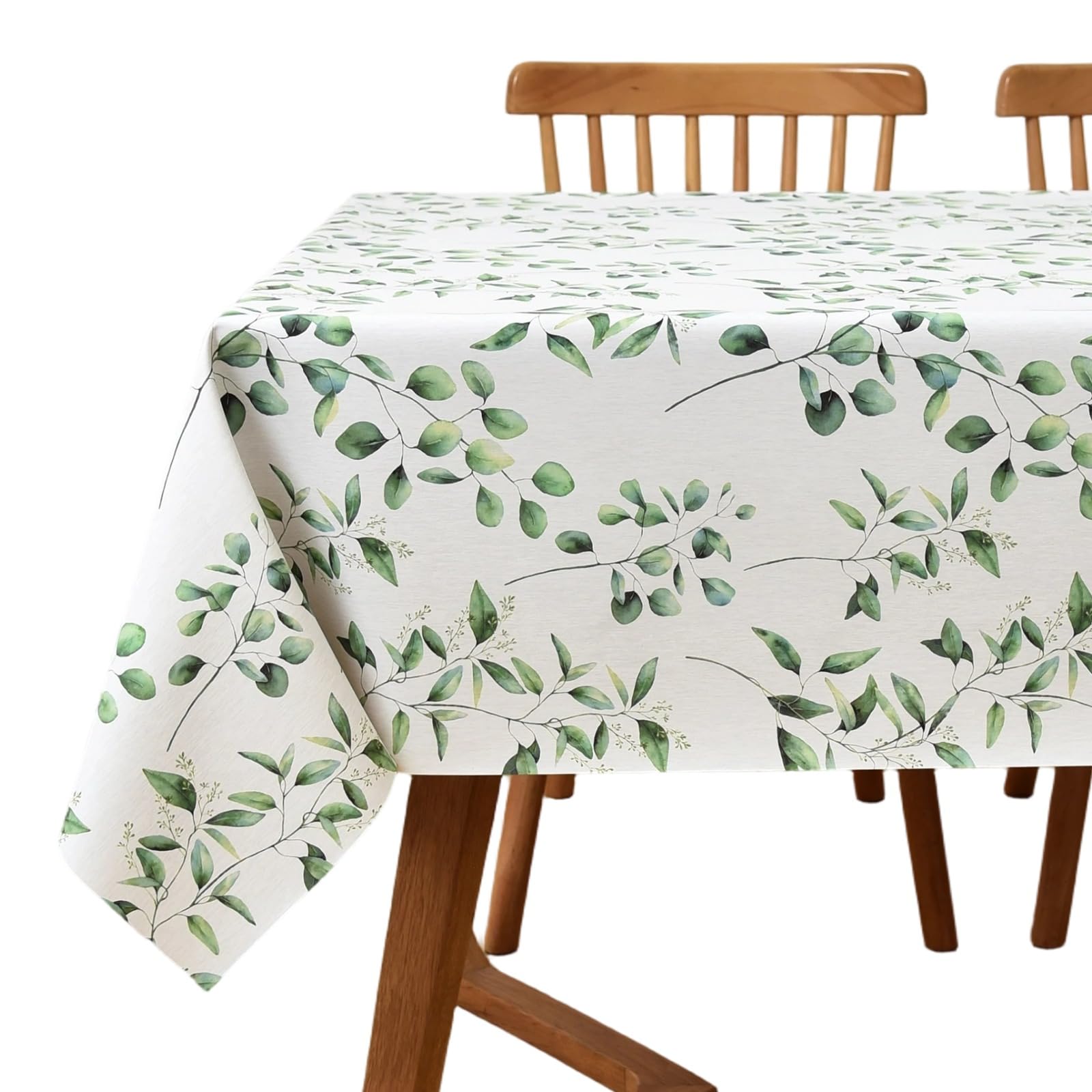 Yofori Wipe Clean Tablecloth, Floral Print Pattern PVC Wipeable Table Cloth Plastic Waterproof Table Cover for Kitchen Dining Outdoor Garden Picnic (Eucalyptus Leaves,137x220cm)
