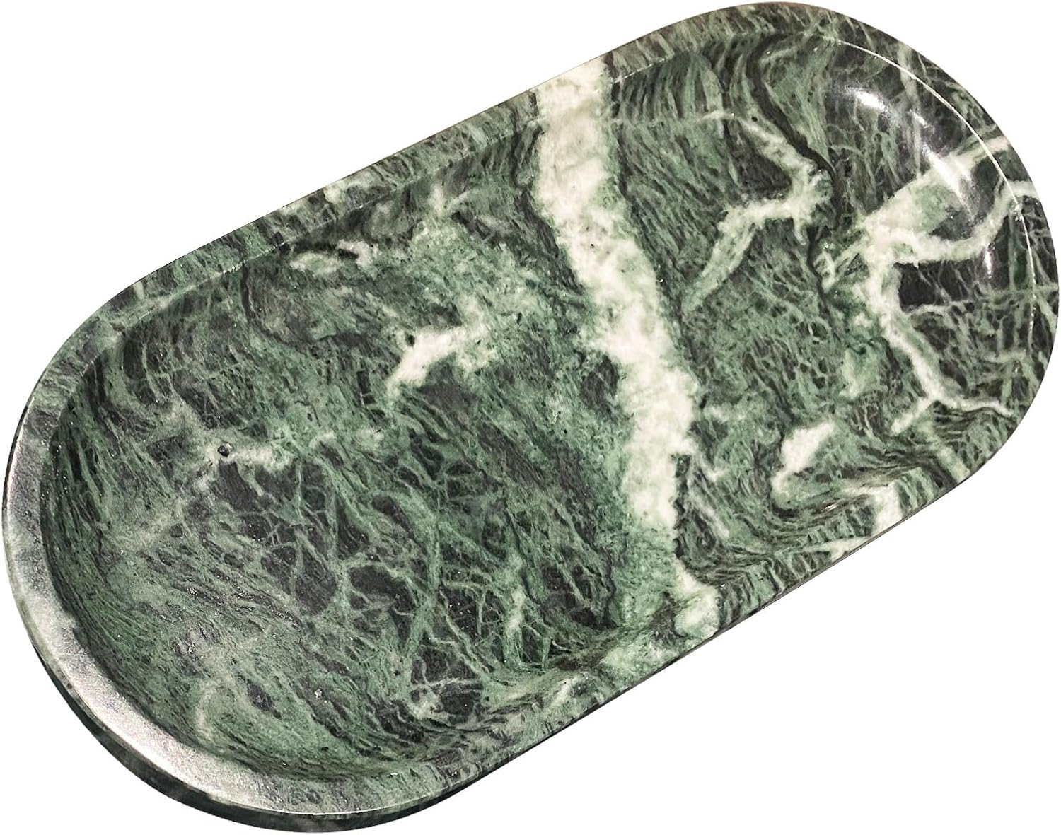 Marble Tray for Kitchen Counter,Stone Tray for Bathroom Countertop,Dresser Vanity Decor Tray,Storage Trays for Perfumes,Candles,Jewelry (Dark Green)