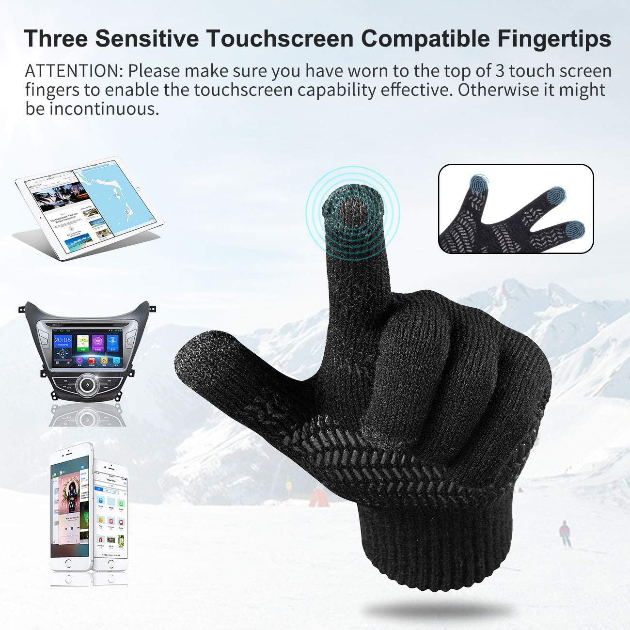 MAYLISACC Winter Beanie Hat Scarf and Touch Screen Gloves Set, Thermal Knit Cap Neck Warmer with Glove for Men Women - Image 3