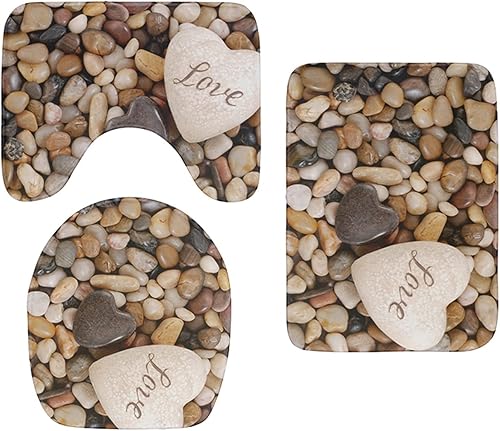 PANTZ Juego de 3 piezas para asiento de inodoro, cojín para baño, alfombra decorativa para ducha, color 8