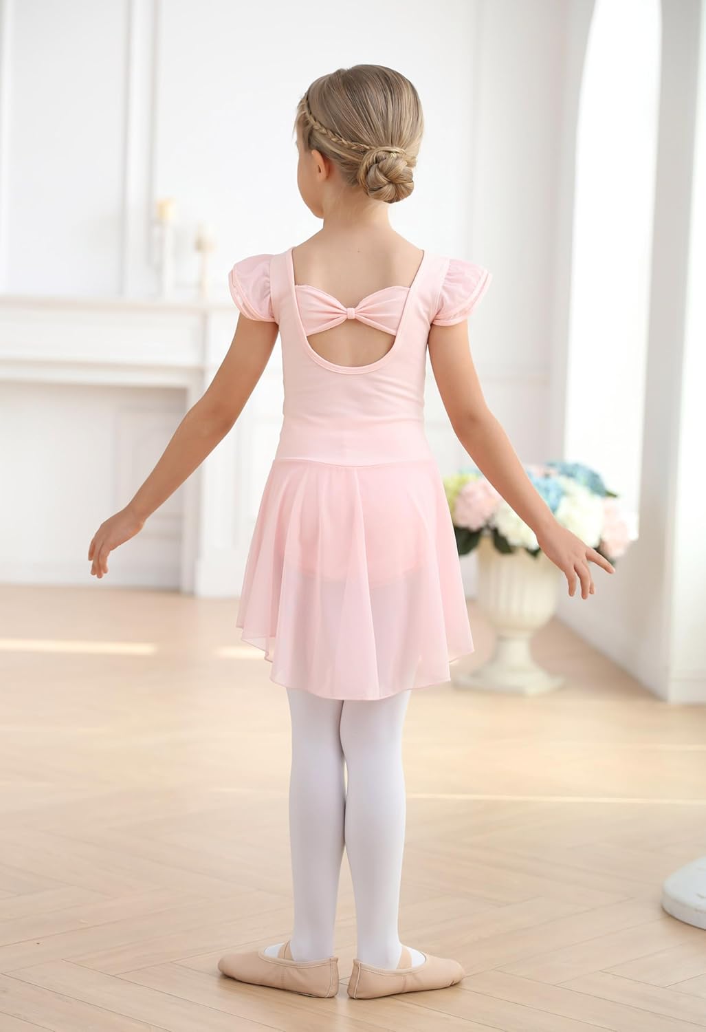 MdnMd Ballet Leotards with Skirt Toddler Girls Dance Ballerina Outfit Dresses Short Sleeve - Image 5
