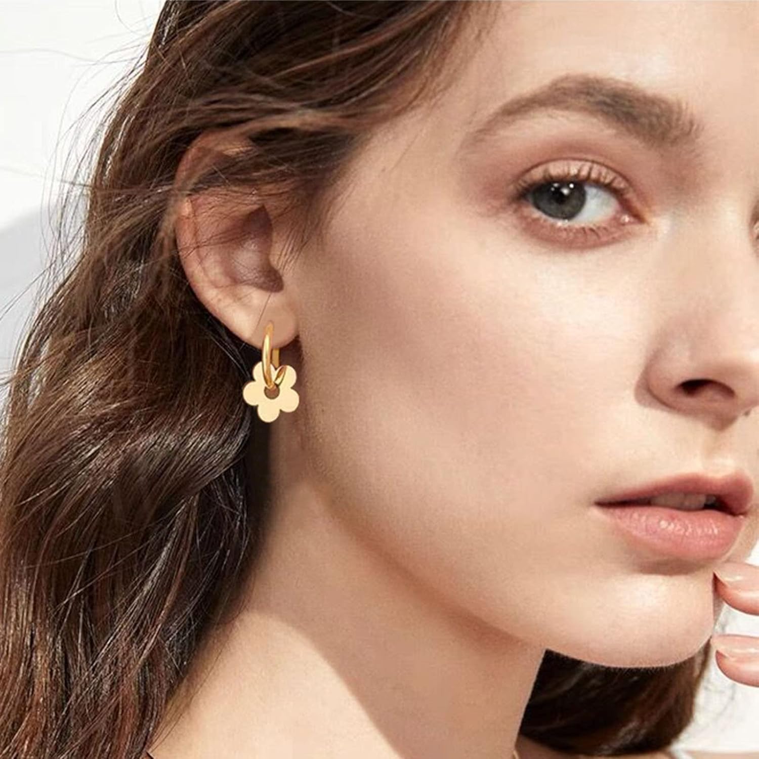 Flower Hoop Earrings for Women, Bohemia Flower Charm Earrings For Women Her Dainty Earrings Mother's Day Gift - Image 2