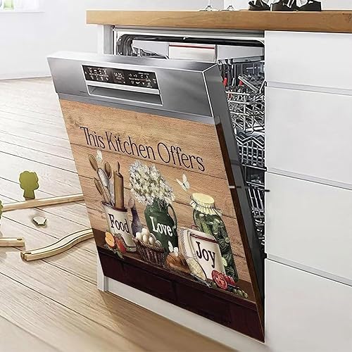 Miniatura 2 de Cubierta magnética para lavavajillas, jarrón con diseño de flores y mariposas, para refrigerador, calcomanía decorativa para frasco de alimentos y