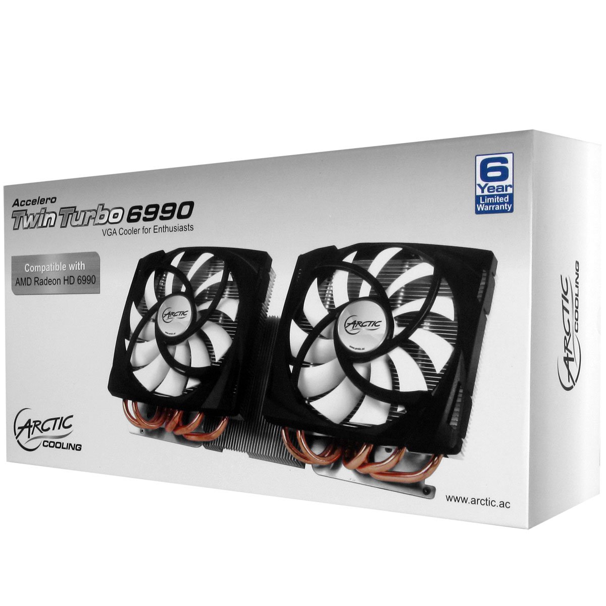 Arctic Cooling Accelero Twin Turbo 6990 - Ventilador de tarjetas gráficas (1500 RPM, 12 cm), negro y blanco