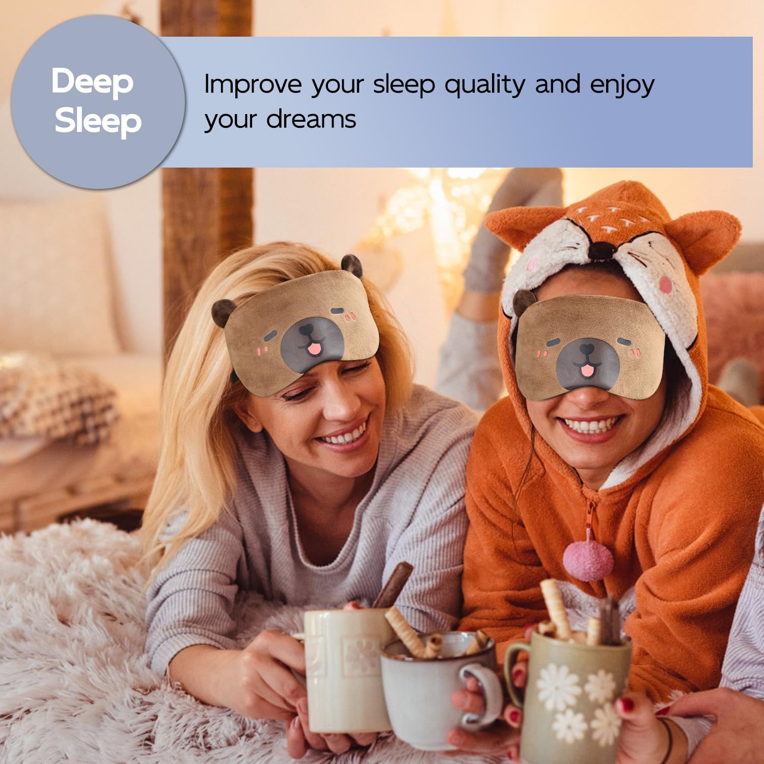 Schlafmaske Capybara Augenmaske für Schlafen Neuheit Plüsch Schlafmasken Reisen Nickerchen Augenbinde Augen Abdeckung Nachtmaske für Frauen Männer（Capybara）