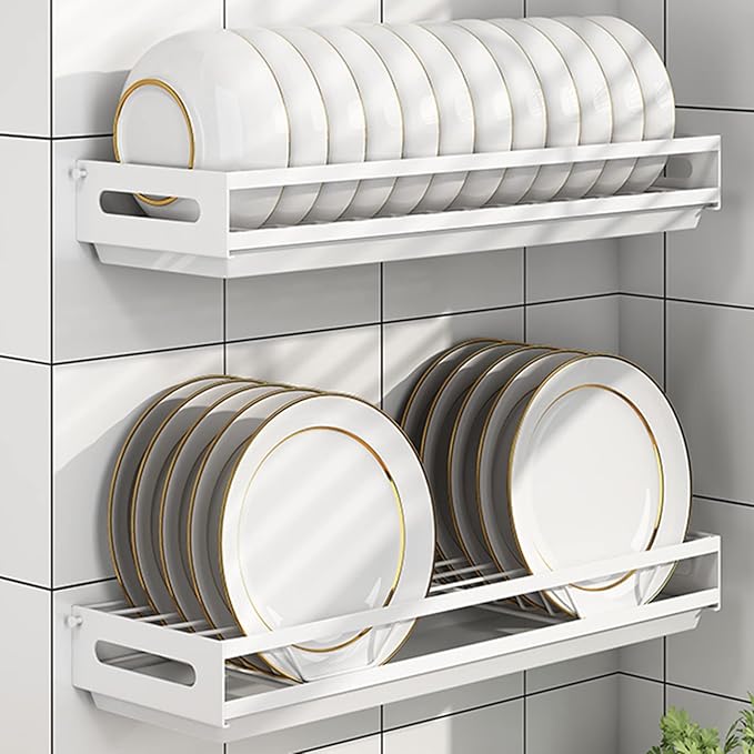 Dish Drying Rack Utensil Holder Dish Drainer, Wall Mounted