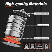 Vista 2 de 5 Tier Stainless Steel Steamer, Stackable Multipurpose Steamer Pot Cooking Steam Cooker with Lid, Multi Tier Cookware for Healthy Meals (30CM)