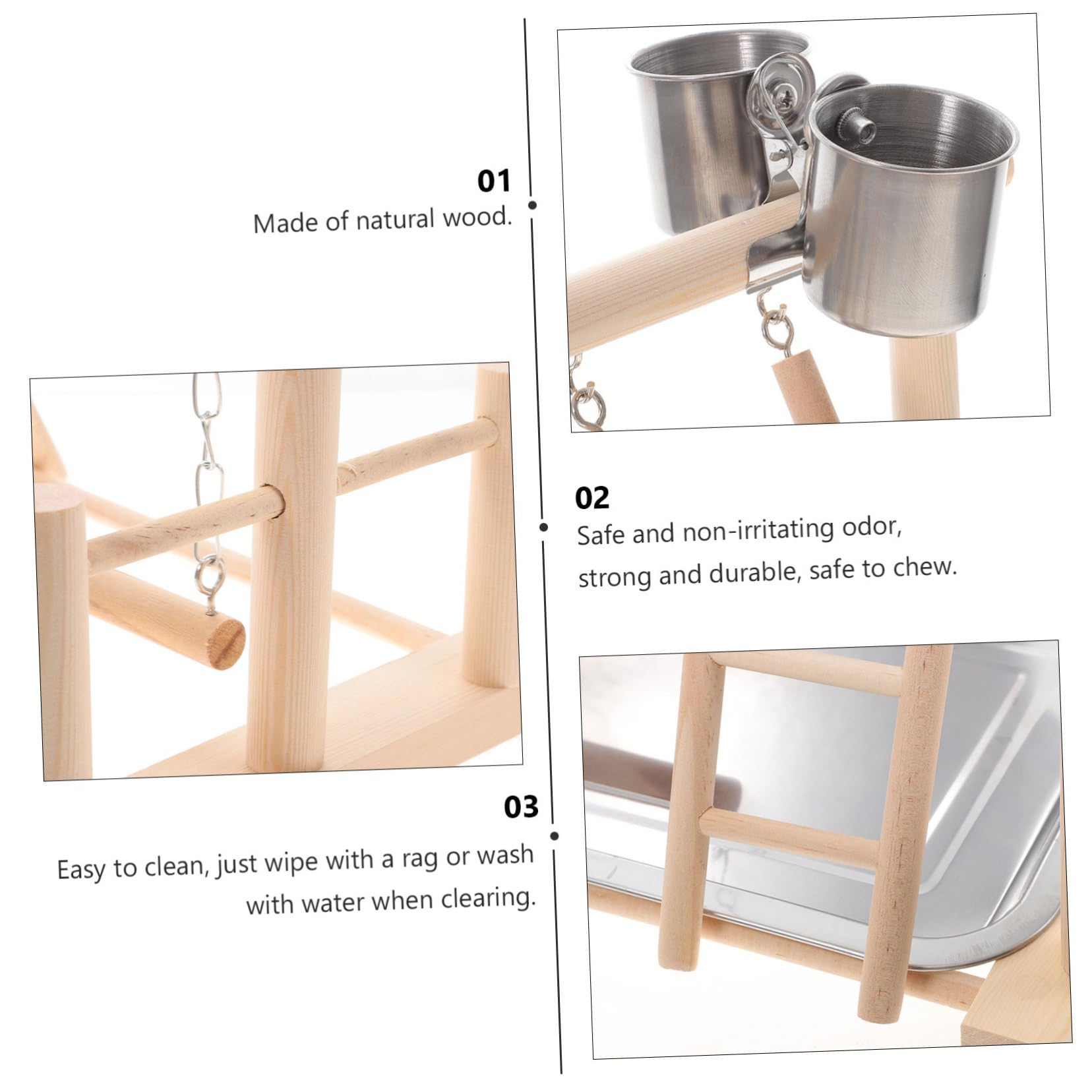 VANZACK 1set Piattaforma Da Gioco Per Uccelli Legno Naturale Stazione Di Allenamento Per Pappagalli e Cockatiel Con Accessori Divertenti e Stimolanti Per Gioco e Esercizio