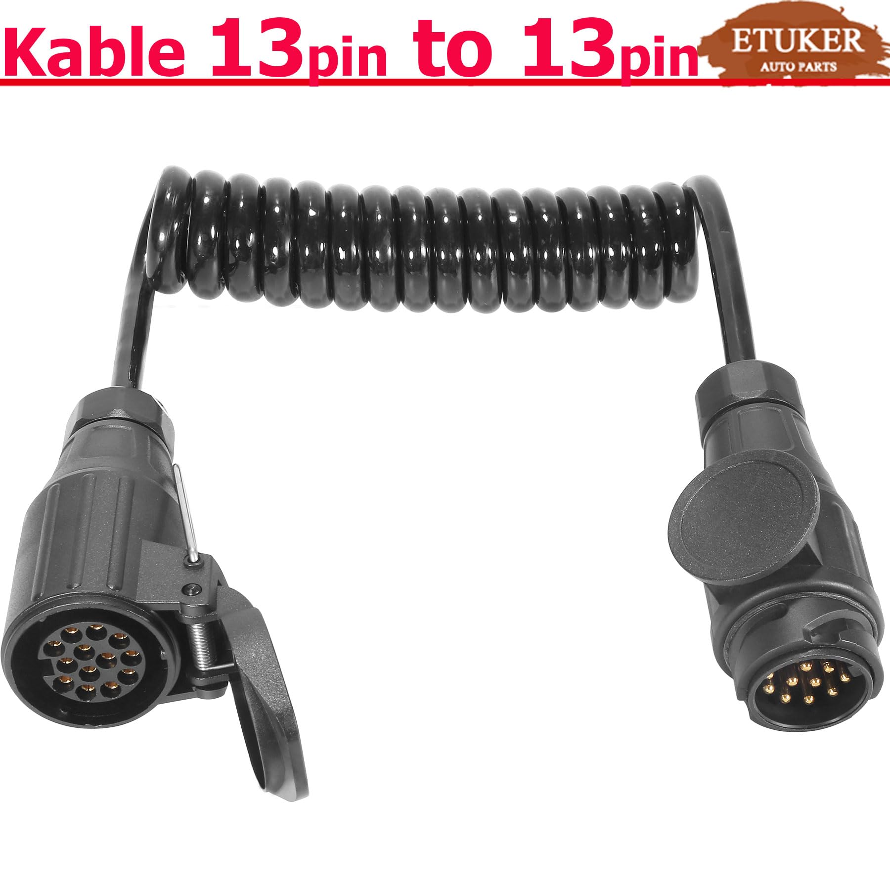 13broches Rallonge Remorque 2M 12v Spirale Câble d’Extension 13-13 Broches Rallonge Feu Electrique pour Remorque